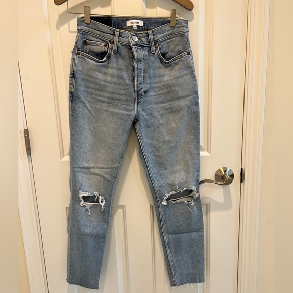 Re/Done 90s High-rise raw hem in light dusk destroy - Picture 1 of 6